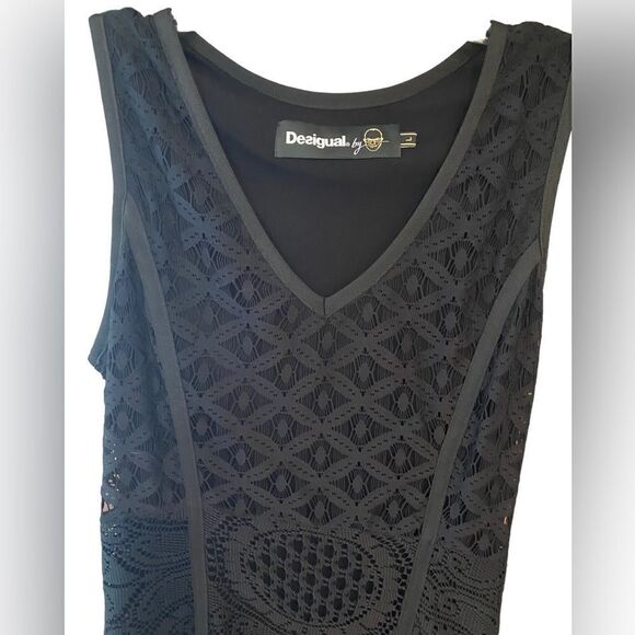 Desiqual Sz M* Black Croatia Lace Fitted Sexy All Over Lace Evening Mini Dress - Picture 4 of 10